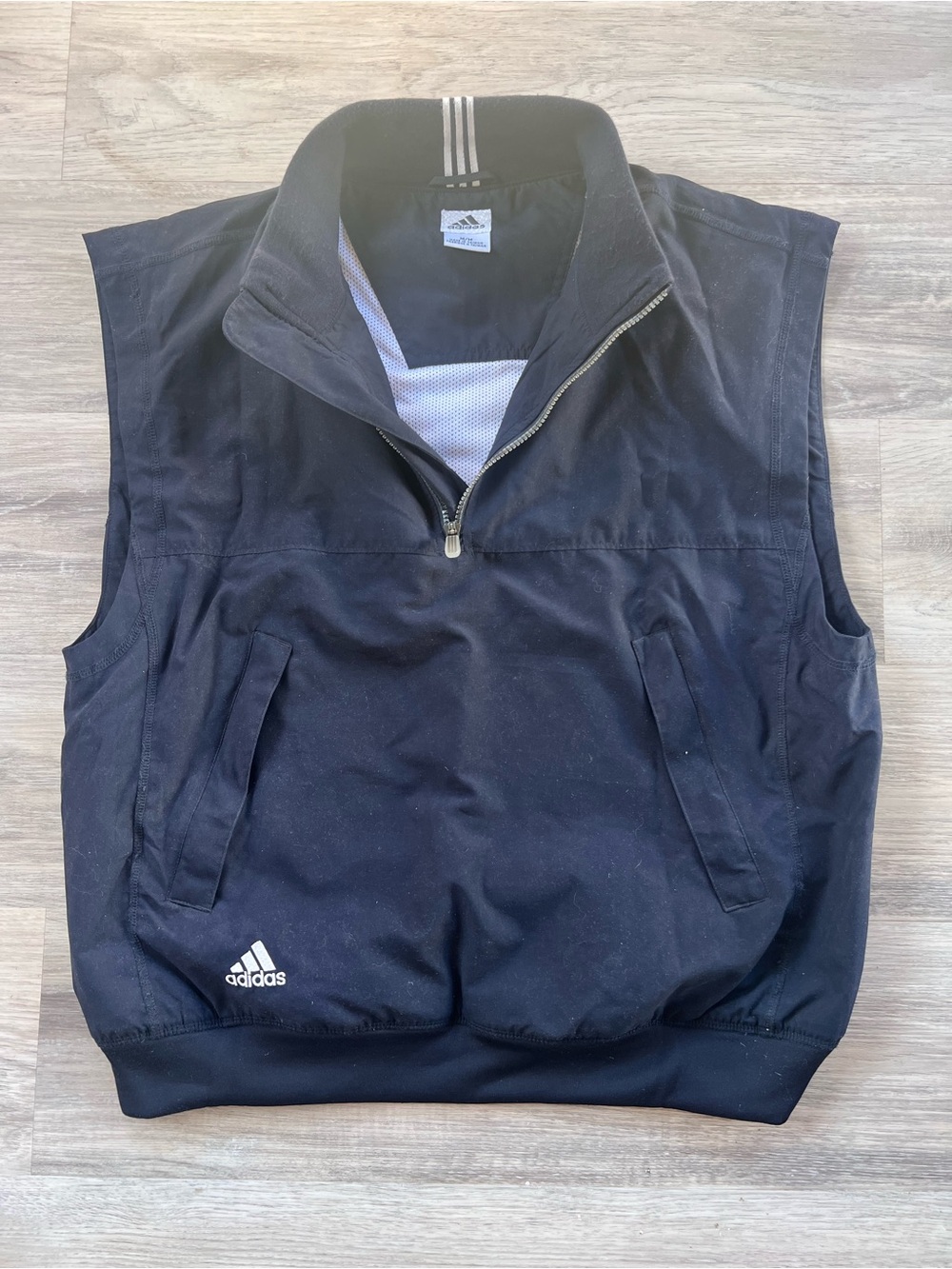 Adidas Men's Black Sleeveless Half-Zip Athletic Vest